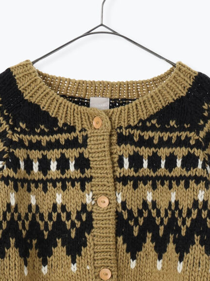 【ペルーニット】ジャカード柄ニットカーディガン（チャコールグレー/オリーブ）｜TSUHARU by Samansa Mos2（ツハルバイサマンサモスモス）通販