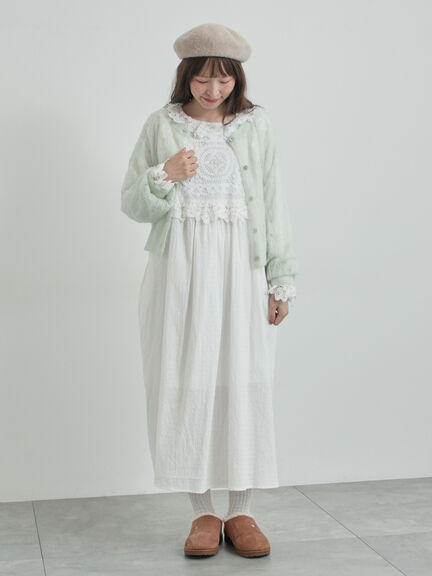 モヘヤ混ケーブル柄シアーニットカーディガン（オフホワイト/ピンク/ミント）｜TSUHARU by Samansa Mos2（ツハルバイサマンサモスモス）通販