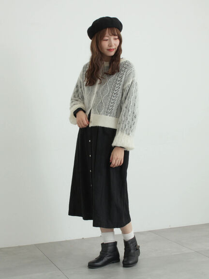 モヘヤ混ケーブル柄シアーニットカーディガン（オフホワイト/ピンク/ミント）｜TSUHARU by Samansa Mos2（ツハルバイサマンサモスモス）通販