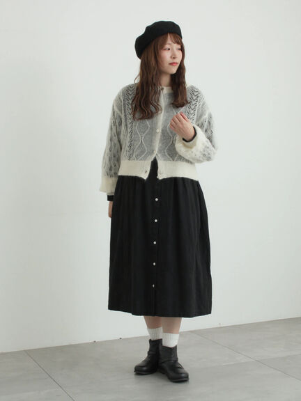 モヘヤ混ケーブル柄シアーニットカーディガン（オフホワイト/ピンク/ミント）｜TSUHARU by Samansa Mos2（ツハルバイサマンサモスモス）通販