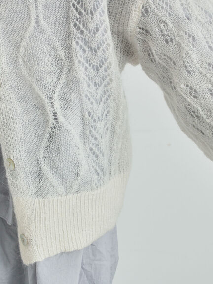 モヘヤ混ケーブル柄シアーニットカーディガン（オフホワイト/ピンク/ミント）｜TSUHARU by Samansa Mos2（ツハルバイサマンサモスモス）通販