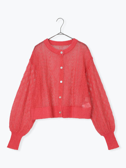 モヘヤ混ケーブル柄シアーニットカーディガン（オフホワイト/ピンク/ミント）｜TSUHARU by Samansa Mos2（ツハルバイサマンサモスモス）通販