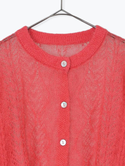 モヘヤ混ケーブル柄シアーニットカーディガン（オフホワイト/ピンク/ミント）｜TSUHARU by Samansa Mos2（ツハルバイサマンサモスモス）通販