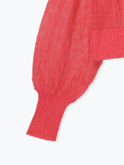 モヘヤ混ケーブル柄シアーニットカーディガン（オフホワイト/ピンク/ミント）｜TSUHARU by Samansa Mos2（ツハルバイサマンサモスモス）通販