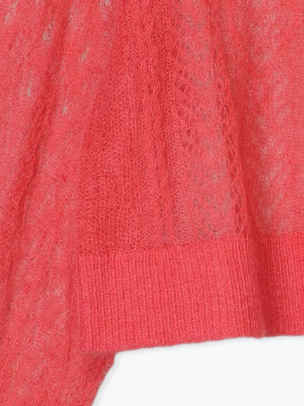 モヘヤ混ケーブル柄シアーニットカーディガン（オフホワイト/ピンク/ミント）｜TSUHARU by Samansa Mos2（ツハルバイサマンサモスモス）通販