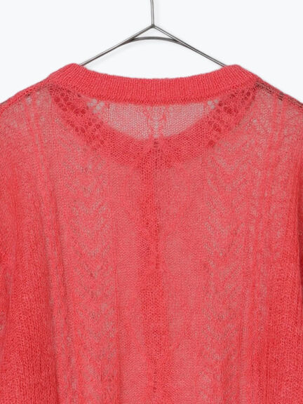 モヘヤ混ケーブル柄シアーニットカーディガン（オフホワイト/ピンク/ミント）｜TSUHARU by Samansa Mos2（ツハルバイサマンサモスモス）通販