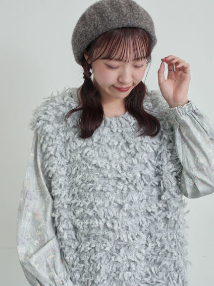 TSUHARU by Samansa Mos2 手編みクロシェニットベストグレー ベスト