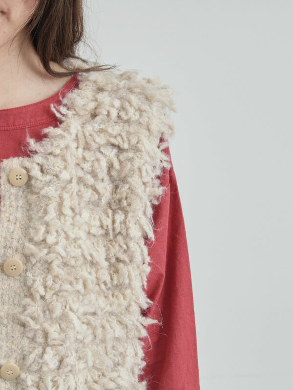 セール】 ループ編み前後2WAYニットベスト（グレー/オレンジ/キナリ