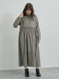 【WEB限定 Sサイズ】製品染めヘンプコットン前後着ギャザーワンピース(グレー)|TSUHARU by Samansa Mos2(ツハルバイサマンサモスモス)通販