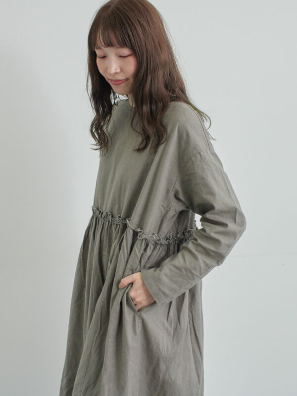 セール】 【WEB限定 Sサイズ】製品染めヘンプコットン前後着ギャザー