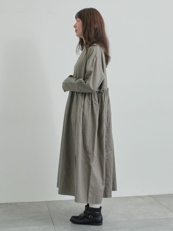 セール】 【WEB限定 Sサイズ】製品染めヘンプコットン前後着ギャザー