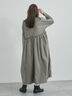 【WEB限定 Sサイズ】製品染めヘンプコットン前後着ギャザーワンピース(グレー/レッド/キナリ)|TSUHARU by Samansa Mos2(ツハルバイサマンサモスモス)通販