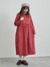 【WEB限定 Sサイズ】製品染めヘンプコットン前後着ギャザーワンピース(グレー/レッド/キナリ)|TSUHARU by Samansa Mos2(ツハルバイサマンサモスモス)通販