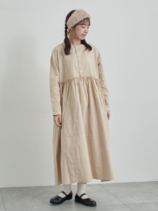 セール】 【WEB限定 Sサイズ】製品染めヘンプコットン前後着ギャザー