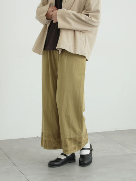 [tukuroi]綿麻ツイル刺繍パンツ（ベージュ/ブラウン）｜TSUHARU by Samansa Mos2（ツハルバイサマンサモスモス）通販