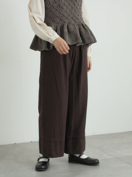 [tukuroi]綿麻ツイル刺繍パンツ（ベージュ/ブラウン）｜TSUHARU by Samansa Mos2（ツハルバイサマンサモスモス）通販