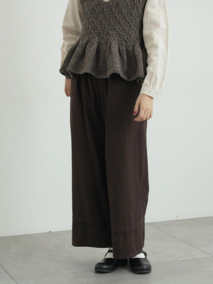 [tukuroi]綿麻ツイル刺繍パンツ（ベージュ/ブラウン）｜TSUHARU by Samansa Mos2（ツハルバイサマンサモスモス）通販