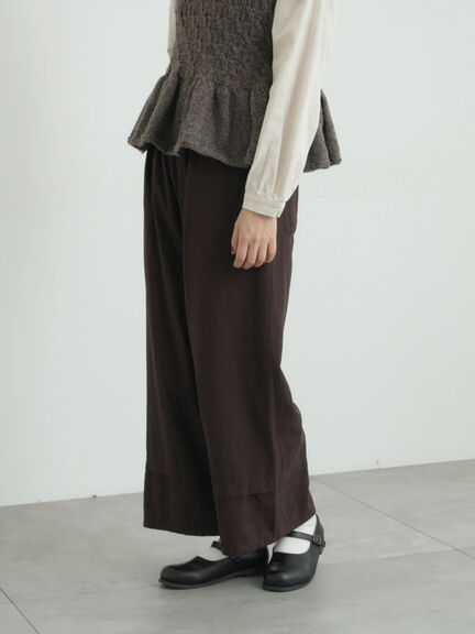 [tukuroi]綿麻ツイル刺繍パンツ（ベージュ/ブラウン）｜TSUHARU by Samansa Mos2（ツハルバイサマンサモスモス）通販