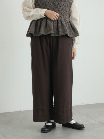 [tukuroi]綿麻ツイル刺繍パンツ（ベージュ/ブラウン）｜TSUHARU by Samansa Mos2（ツハルバイサマンサモスモス）通販