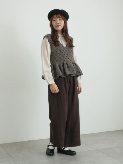 [tukuroi]綿麻ツイル刺繍パンツ（ベージュ/ブラウン）｜TSUHARU by Samansa Mos2（ツハルバイサマンサモスモス）通販