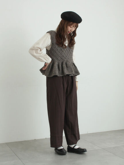 [tukuroi]綿麻ツイル刺繍パンツ（ベージュ/ブラウン）｜TSUHARU by Samansa Mos2（ツハルバイサマンサモスモス）通販