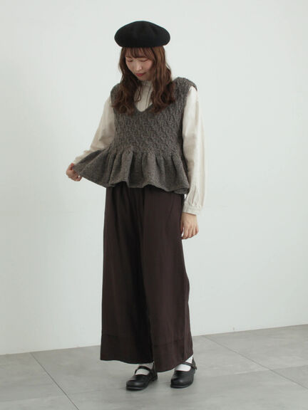 [tukuroi]綿麻ツイル刺繍パンツ（ベージュ/ブラウン）｜TSUHARU by Samansa Mos2（ツハルバイサマンサモスモス）通販