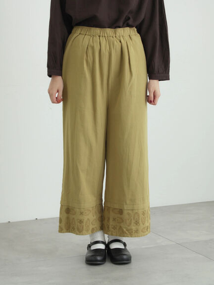 [tukuroi]綿麻ツイル刺繍パンツ（ベージュ/ブラウン）｜TSUHARU by Samansa Mos2（ツハルバイサマンサモスモス）通販