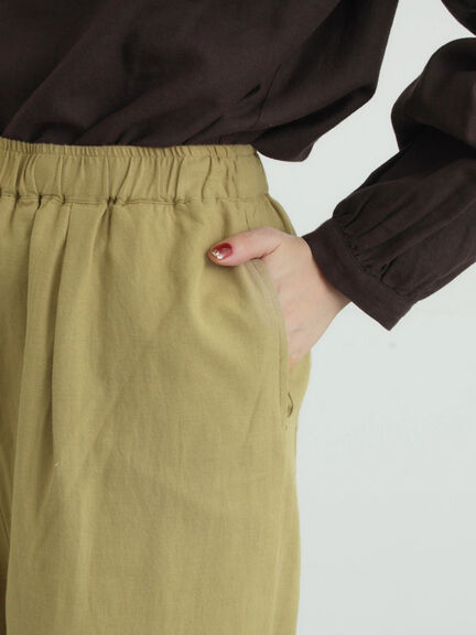 [tukuroi]綿麻ツイル刺繍パンツ（ベージュ/ブラウン）｜TSUHARU by Samansa Mos2（ツハルバイサマンサモスモス）通販