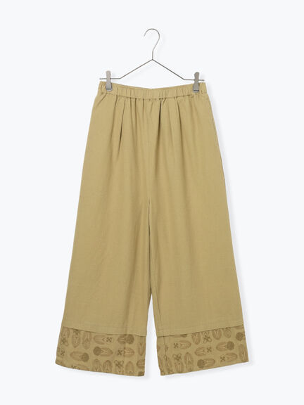 [tukuroi]綿麻ツイル刺繍パンツ（ベージュ/ブラウン）｜TSUHARU by Samansa Mos2（ツハルバイサマンサモスモス）通販