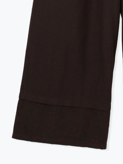 [tukuroi]綿麻ツイル刺繍パンツ（ベージュ/ブラウン）｜TSUHARU by Samansa Mos2（ツハルバイサマンサモスモス）通販