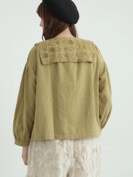 [tukuroi]綿麻ツイル刺繍ブラウス（ベージュ/ブラウン）｜TSUHARU by Samansa Mos2（ツハルバイサマンサモスモス）通販