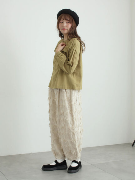 [tukuroi]綿麻ツイル刺繍ブラウス（ベージュ/ブラウン）｜TSUHARU by Samansa Mos2（ツハルバイサマンサモスモス）通販