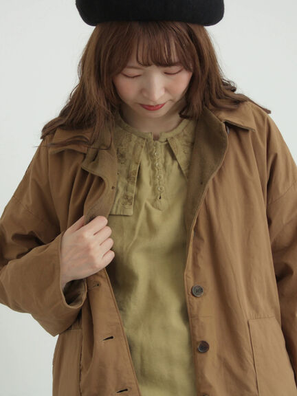 [tukuroi]綿麻ツイル刺繍ブラウス（ベージュ/ブラウン）｜TSUHARU by Samansa Mos2（ツハルバイサマンサモスモス）通販