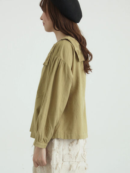 [tukuroi]綿麻ツイル刺繍ブラウス（ベージュ/ブラウン）｜TSUHARU by Samansa Mos2（ツハルバイサマンサモスモス）通販