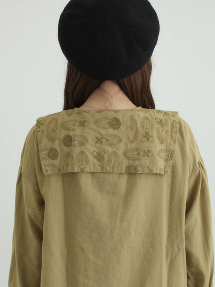 [tukuroi]綿麻ツイル刺繍ブラウス（ベージュ/ブラウン）｜TSUHARU by Samansa Mos2（ツハルバイサマンサモスモス）通販