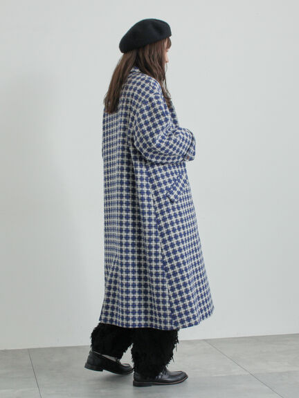 【尾州ウール】フラワー柄ジャカードコート（ベージュ/ブルー/ネイビー）｜TSUHARU by Samansa Mos2（ツハルバイサマンサモスモス）通販