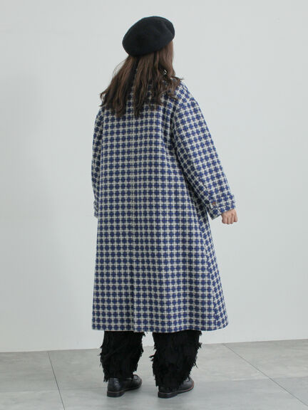 【尾州ウール】フラワー柄ジャカードコート（ベージュ/ブルー/ネイビー）｜TSUHARU by Samansa Mos2（ツハルバイサマンサモスモス）通販