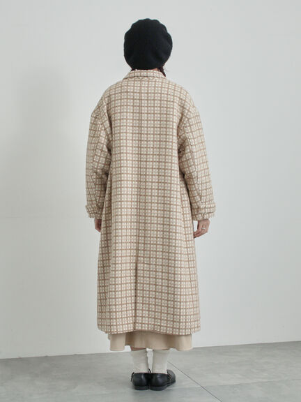 【尾州ウール】フラワー柄ジャカードコート（ベージュ/ブルー/ネイビー）｜TSUHARU by Samansa Mos2（ツハルバイサマンサモスモス）通販