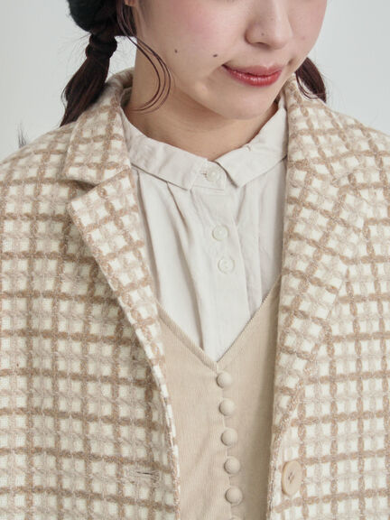 【尾州ウール】フラワー柄ジャカードコート（ベージュ/ブルー/ネイビー）｜TSUHARU by Samansa Mos2（ツハルバイサマンサモスモス）通販