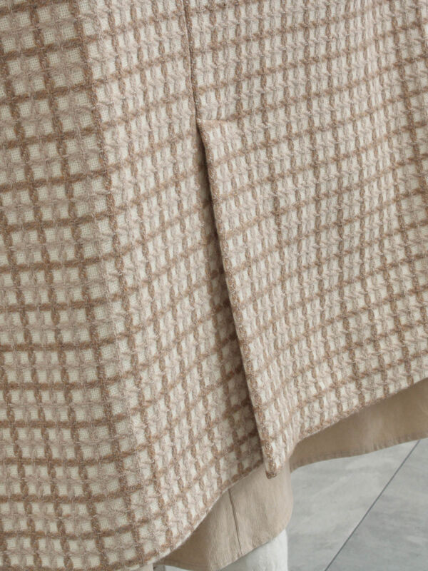 尾州ウール】フラワー柄ジャカードコート（ベージュ/ブルー/ネイビー