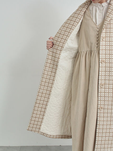 【尾州ウール】フラワー柄ジャカードコート（ベージュ/ブルー/ネイビー）｜TSUHARU by Samansa Mos2（ツハルバイサマンサモスモス）通販