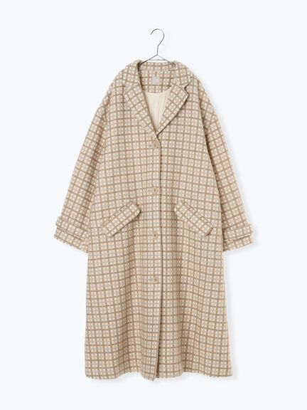 【尾州ウール】フラワー柄ジャカードコート（ベージュ/ブルー/ネイビー）｜TSUHARU by Samansa Mos2（ツハルバイサマンサモスモス）通販