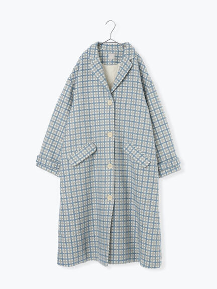 【尾州ウール】フラワー柄ジャカードコート（ベージュ/ブルー/ネイビー）｜TSUHARU by Samansa Mos2（ツハルバイサマンサモスモス）通販