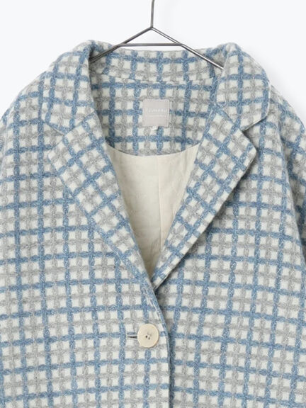 【尾州ウール】フラワー柄ジャカードコート（ベージュ/ブルー/ネイビー）｜TSUHARU by Samansa Mos2（ツハルバイサマンサモスモス）通販