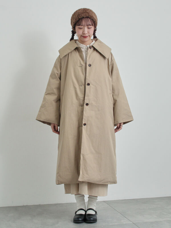 綿ナイロン中綿コート（ベージュ/グリーン/アウター/コート