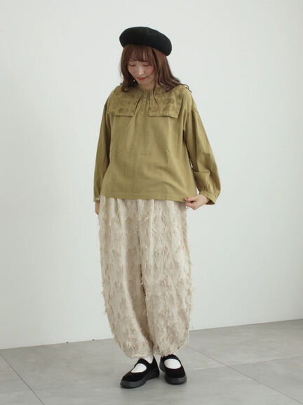 フラワー柄カットジャカードパンツ（ブラック/ベージュ）｜TSUHARU by Samansa Mos2（ツハルバイサマンサモスモス）通販