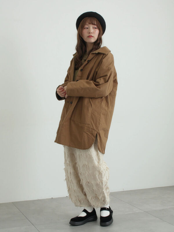 moul　　　　　　　　　　　　　　　　Vintage Works　缶付き セール】 フラワー柄カットジャカードパンツ（ブラック/ベージュ