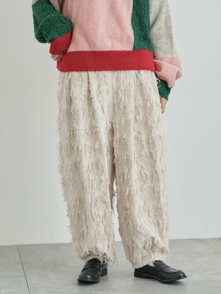 フラワー柄カットジャカードパンツ（ブラック/ベージュ）｜TSUHARU by Samansa Mos2（ツハルバイサマンサモスモス）通販