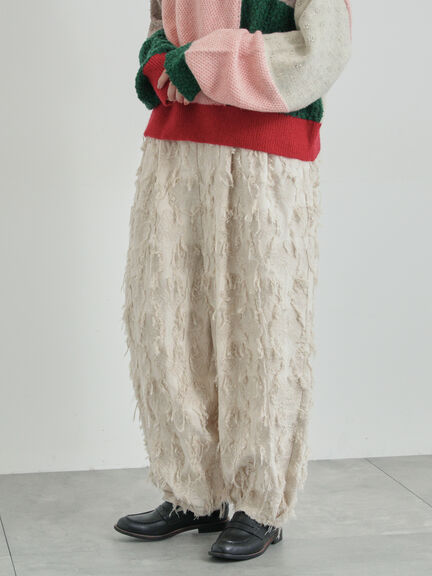 フラワー柄カットジャカードパンツ（ブラック/ベージュ）｜TSUHARU by Samansa Mos2（ツハルバイサマンサモスモス）通販