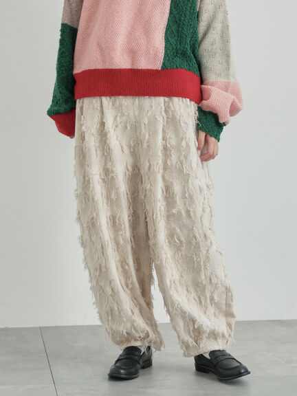 フラワー柄カットジャカードパンツ（ブラック/ベージュ）｜TSUHARU by Samansa Mos2（ツハルバイサマンサモスモス）通販